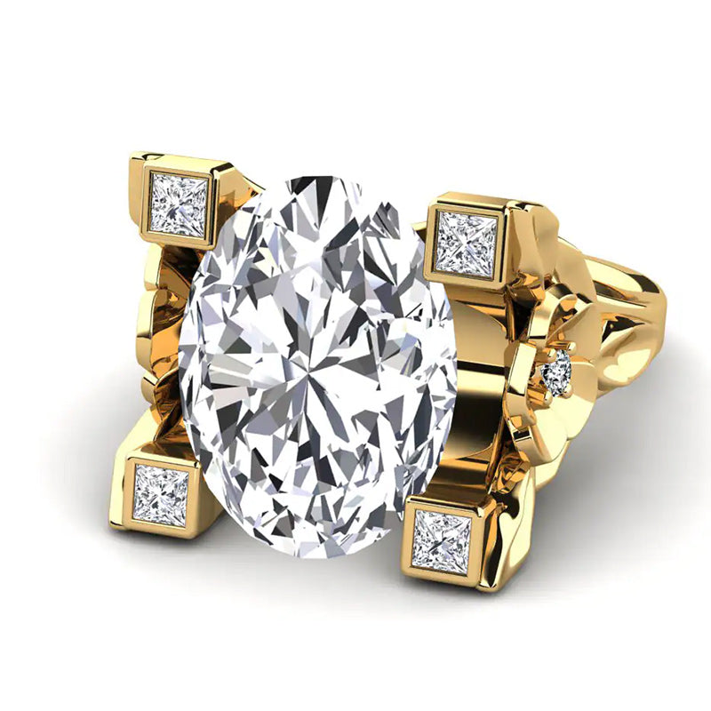 9.0ct Oval Cut Ladies Flower White Sapphire  Ring -JEWELBUYS
