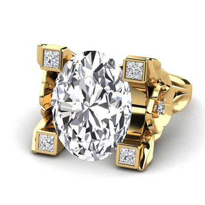 9.0ct Oval Cut Ladies Flower White Sapphire  Ring -JEWELBUYS