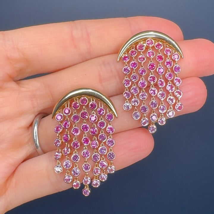 3.0Ctw Romantic pink morganite tassel earrings-JEWELBUYS