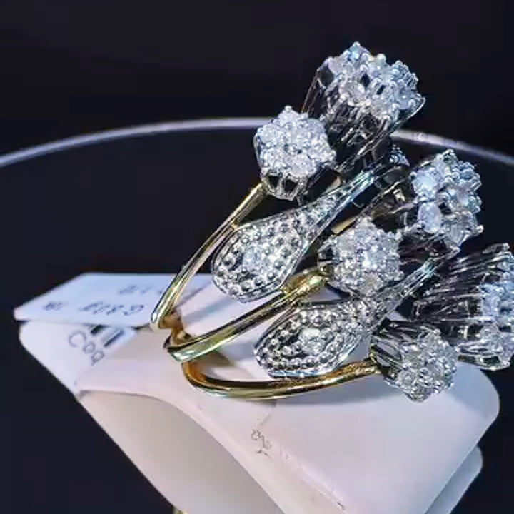 1.1Ctw Layered Flower Sapphire Ring-JEWELBUYS