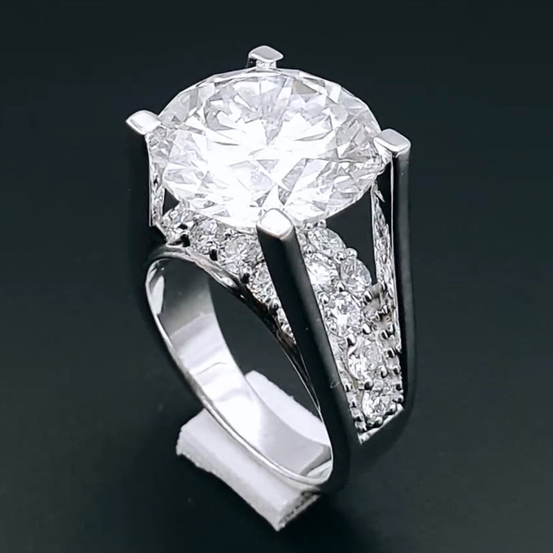 Elegant 8.0ct Wide Band Diamond Engagement Ring -JEWELBUYS