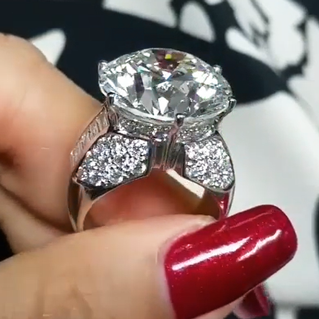 Precious 15 ctw Round Cut White Gemstone Engagement Ring -JEWELBUYS