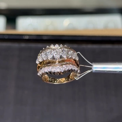 3.0Ctw marquise-cut rectangular sapphire crown ring-JEWELBUYS