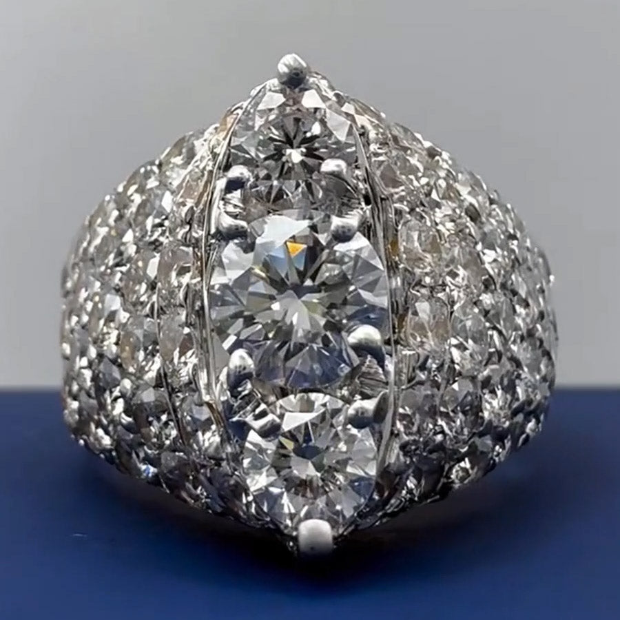 5.0Ctw Round Cut Sapphire Full-Set Engagement Ring- JEWELBUYS