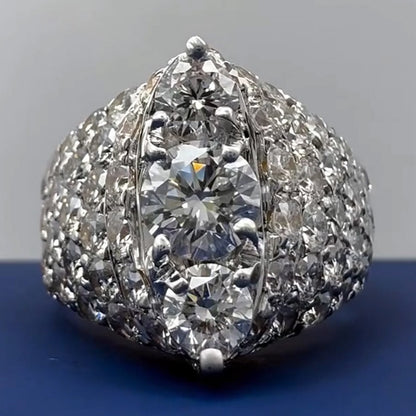 5.0Ctw Round Cut Sapphire Full-Set Engagement Ring- JEWELBUYS