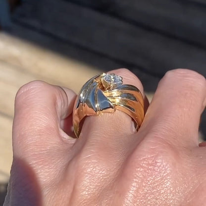 Unique 3ctw Round Cut White Diamond Solitaire Gold Swirl Engagement Ring  - JEWELBUYS