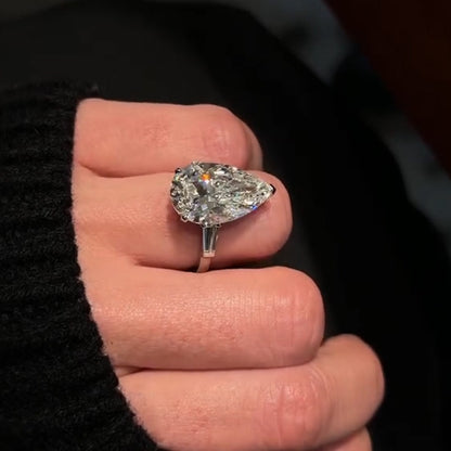 Classic large carat pear-shaped sapphire engagement ring-JEWELBUYS