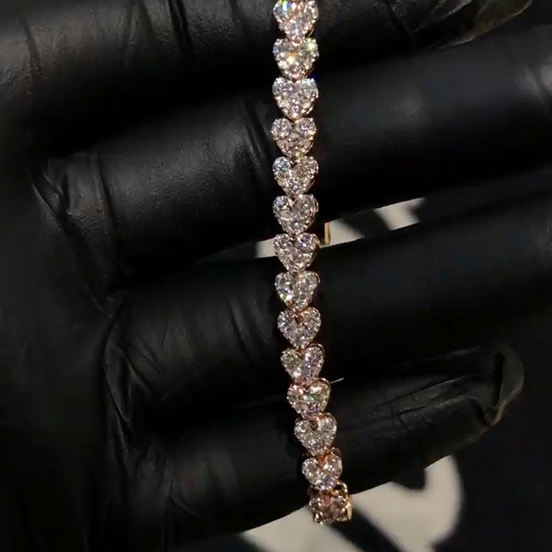 Sparkling 18ctw Heart Cut White Sapphire Bracelet-JEWELBUYS