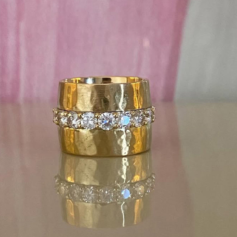 3.0Ctw Wide Gold Sapphire Eternity Ring-JEWELBUYS