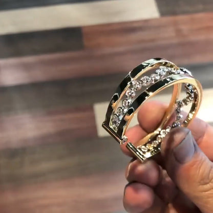 4.0Ctw Round Bezel Sapphire Bangle-JEWELBUYS