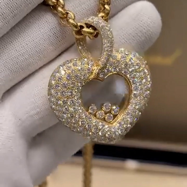 2.35Ctw Scattered Transparent Sapphire Heart Pendant Necklace-JEWELBUYS