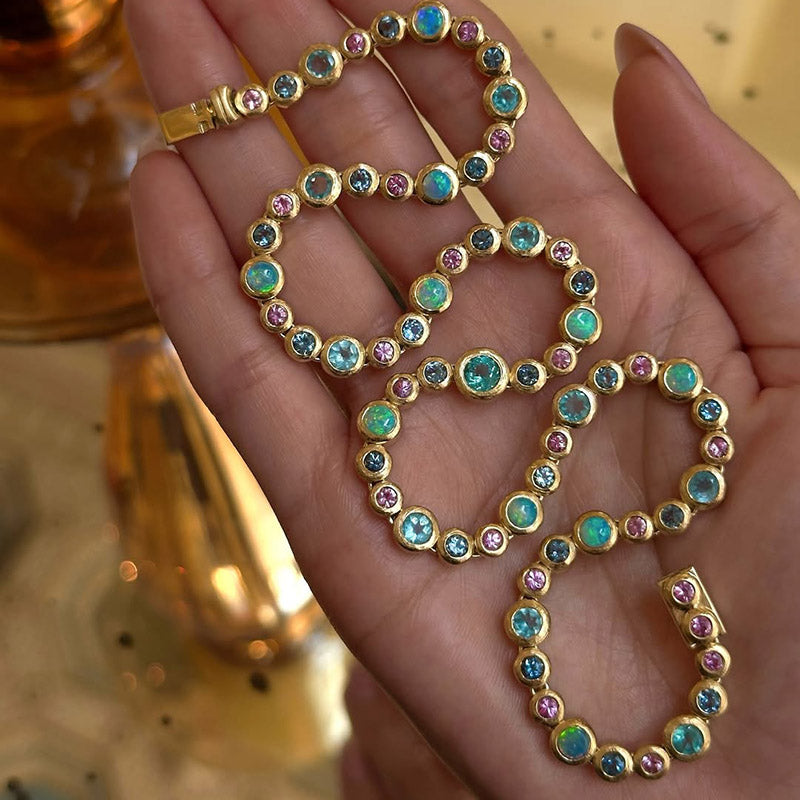 Bubble Series Mermaid Colorful Sapphire Tennis Necklace-JEWELBUYS