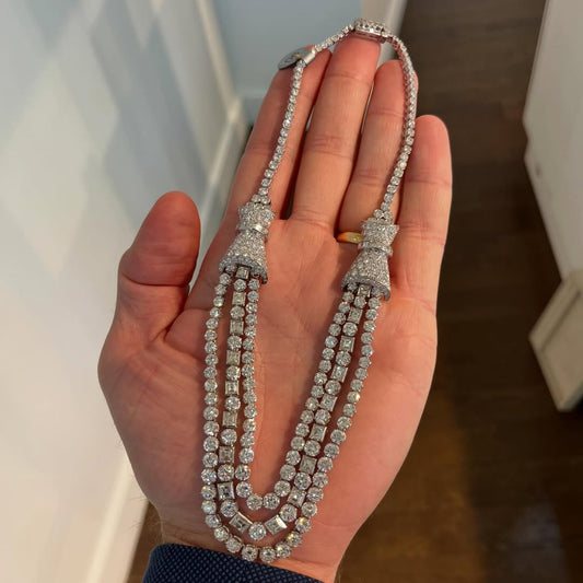 110Ctw Round Cut Gemstone Triple Gemstone Necklace-JEWELBUYS