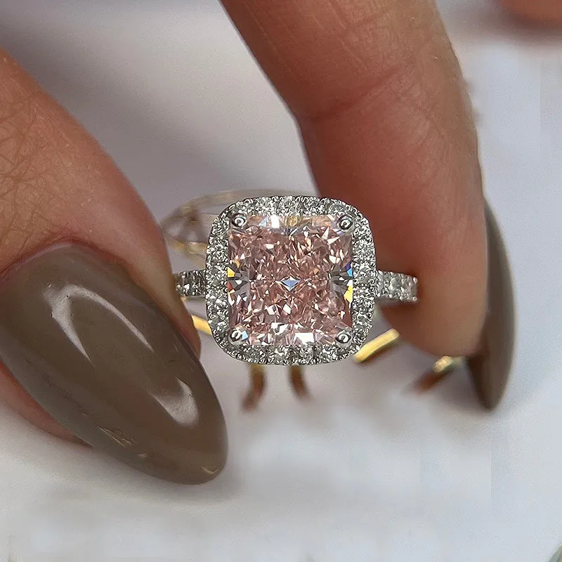 Classic 3ct Radiant Cut Pink Sapphire Engagement Ring-JEWELBUYS