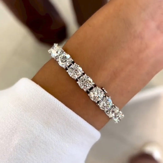 32ctw Round Cut White Sapphire Classic Tennis Bracelet-JEWELBUYS