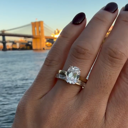 Channel Set Oval Cut White Sapphire Baguette Cut band-JEWELBUYS