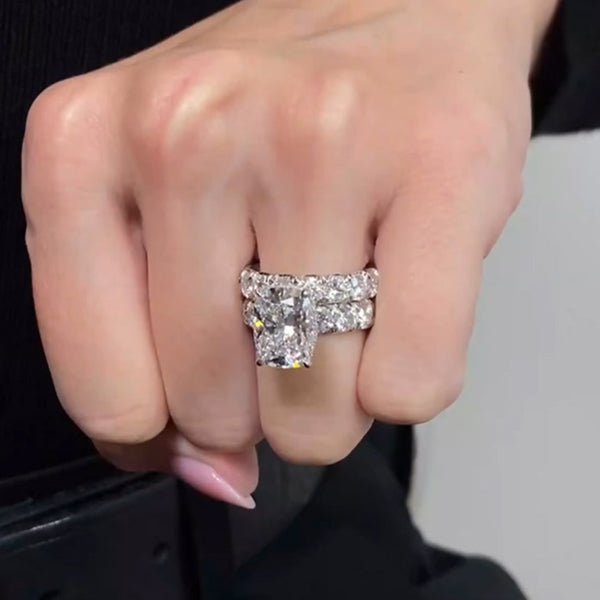8.0ct Cushion Cut Ring and Band Set -JEWELBUYS