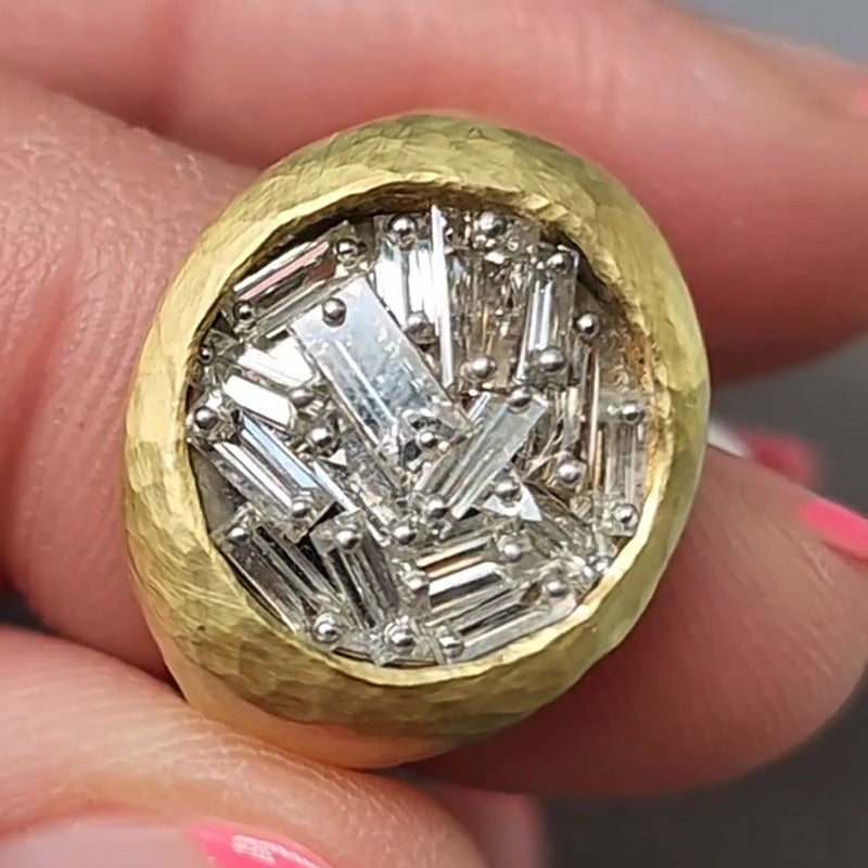 Unique 1ct Baguette Cut White Sapphire Cocktail Ring Women's Engagement Ring in Gold-JEWELBUYS