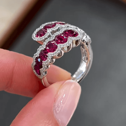 4ct Oval Cut Ruby and White Sapphire Bypass Ring-JEWELBUYS