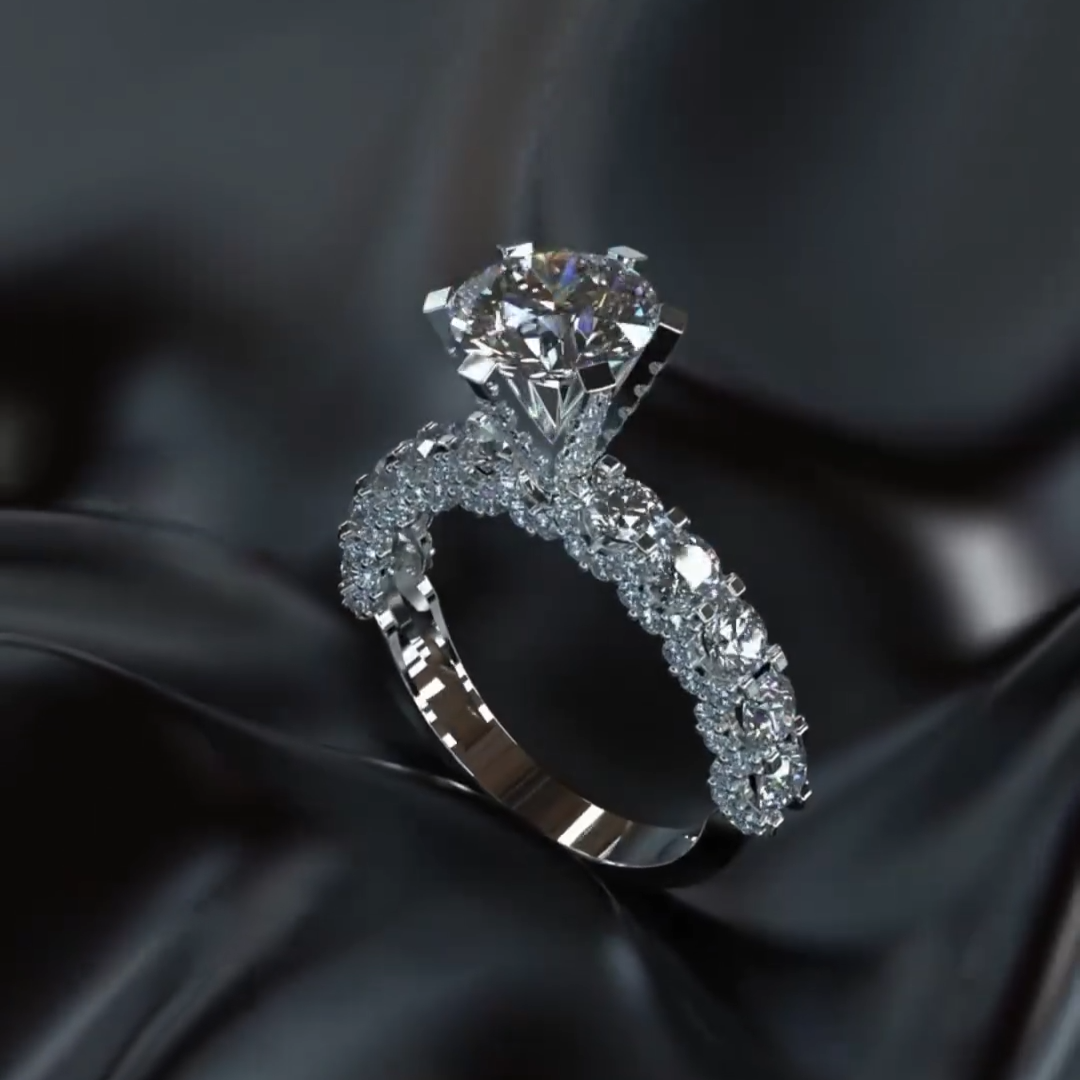 Stunning 3ct Round Cut White Sapphire Women's Engagement Ring in Silver-JEWELBUYS