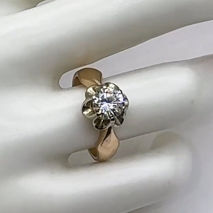 1.05ct Round Cut Solitaire White Sapphire Vintage Tulip Engagement Ring-JEWELBUYS