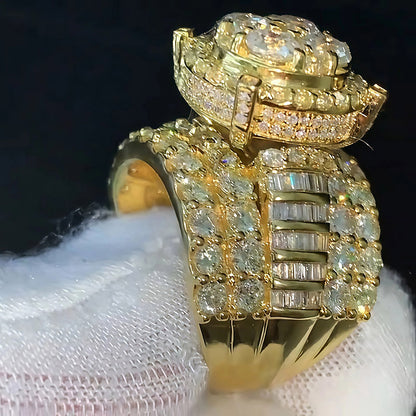 4.2Ctw Round and baguette cut sapphire luxury engagement ring-JEWELBUYS