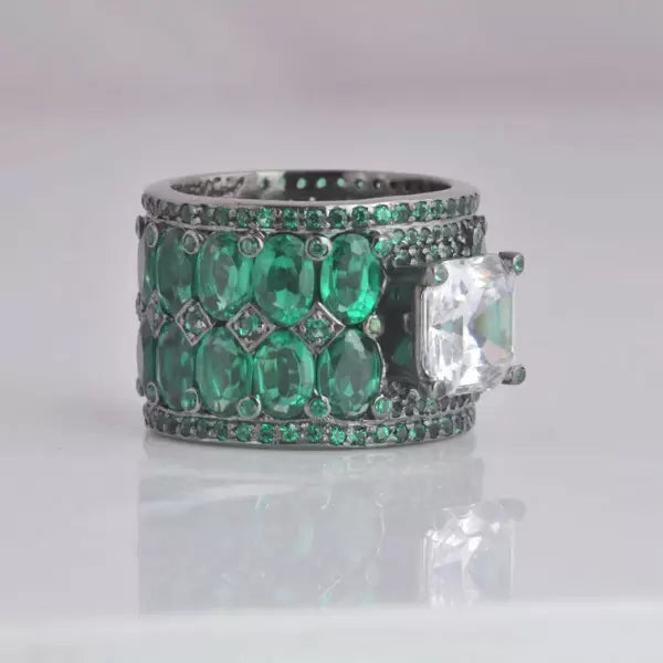 Vintage Style 3ct White Sapphire Square Cut Cocktail Ring-JEWELBUYS
