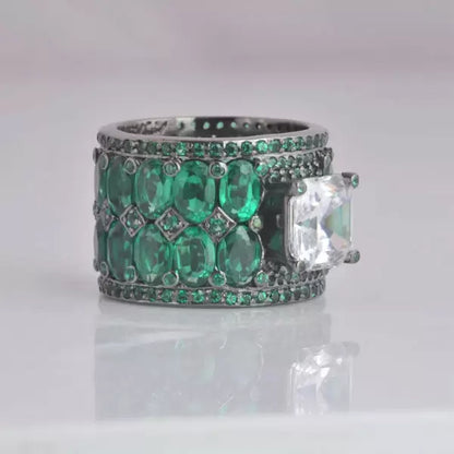 Vintage Style 3ct White Sapphire Square Cut Cocktail Ring-JEWELBUYS