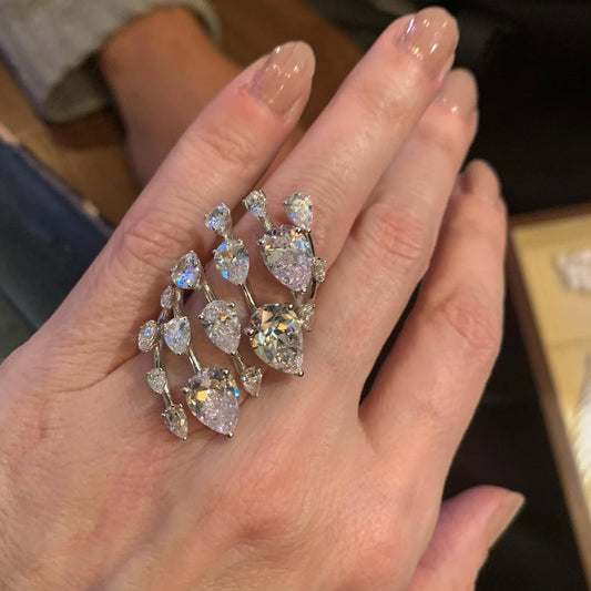 Pear-shaped sapphire bypass ring-JEWELBUYS