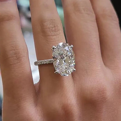 7ct Oval & Round Cut White Sapphire Crushed Ice Engagement Ring-JEWELBUYS