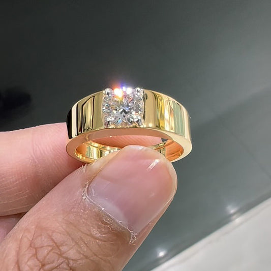 1.04Ct minimalist design round sapphire engagement ring-JEWELBUYS