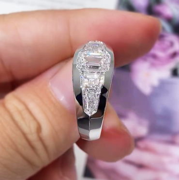 Stylish 5 ctw Octagonal Cut White Gemstone Ring -JEWELBUYS