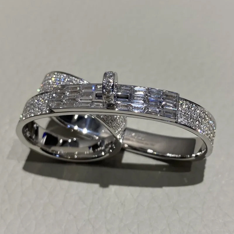 1.57Ctw Rectangular and Round Sapphire Elegant Ring-JEWELBUYS