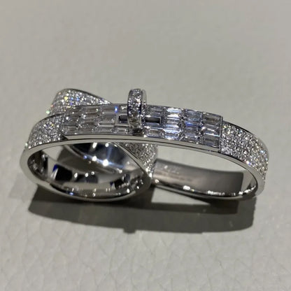 1.57Ctw Rectangular and Round Sapphire Elegant Ring-JEWELBUYS