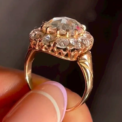 2.71ct Cushion Rose Cut Vintage Style Engagement Ring-JEWELBUYS