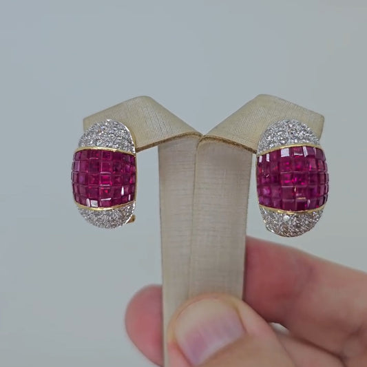 2.8Ctw Square Ruby Delicate Earrings-JEWELBUYS