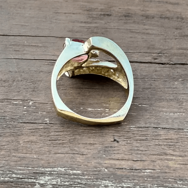 3ct Pear Cut Pink Tourmaline Channel Set Ring in Gold-JEWELBUYS