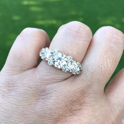 3.0Ctw Antique and Rose Cut Half-Circle Sapphire Ring And Bracelet -JEWELBUYS