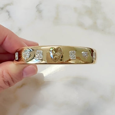 10.0Ctw Heart-shaped and Radiant-cut sapphire open bangle-JEWELBUYS