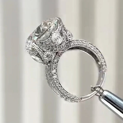 8.0Ctw Round Cut White Sapphire Luxury Art Engagement Ring- JEWELBUYS