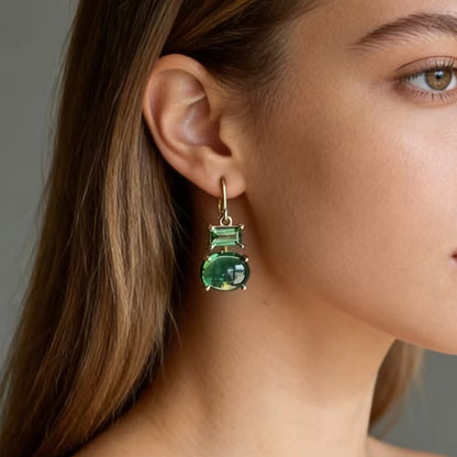 Elegant Green Tourmaline Pendant Earrings and Necklace-JEWELBUYS