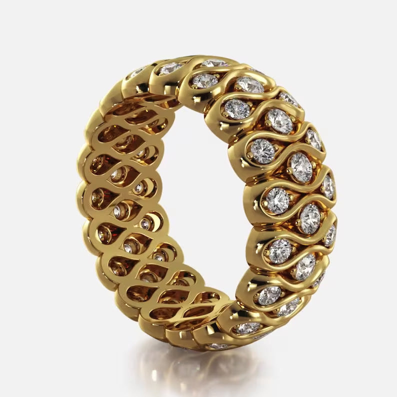 2.1ctw Round Cut Sapphire Eternity Band- JEWELBUYS