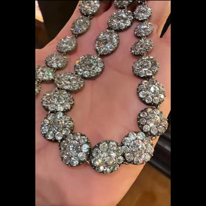 30Ctw Floral Pattern Necklace with Multiple Small Sapphires-JEWELBUYS