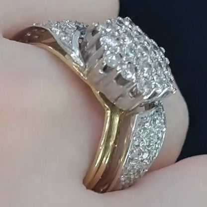 2.2ctw Round Gemstone Cluster Vintage Bypass Ring - JEWELBUYS