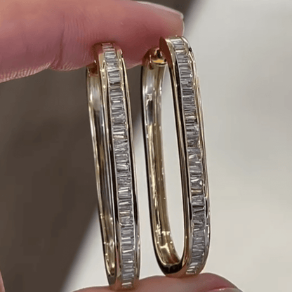 2ct Emerald Cut White Sapphire Hoop Earrings-JEWELBUYS