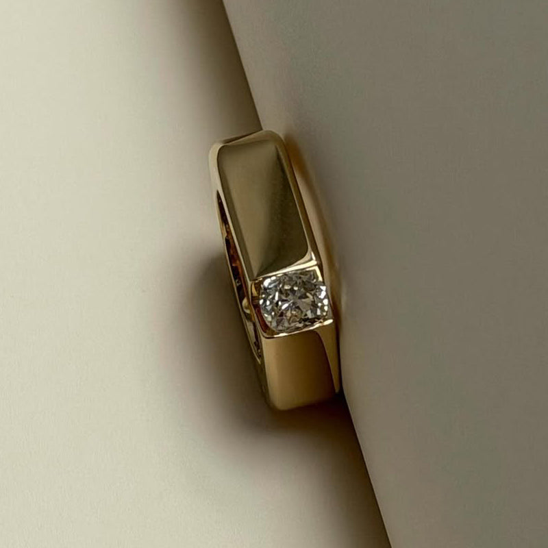 0.88Ct antique-cut single gemstone ring-JEWELBUYS