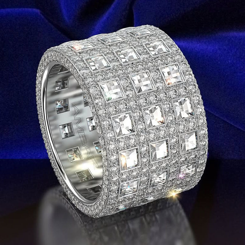 8.0Ctw Square-Cut Wideband Sapphire Band- JEWELBUYS