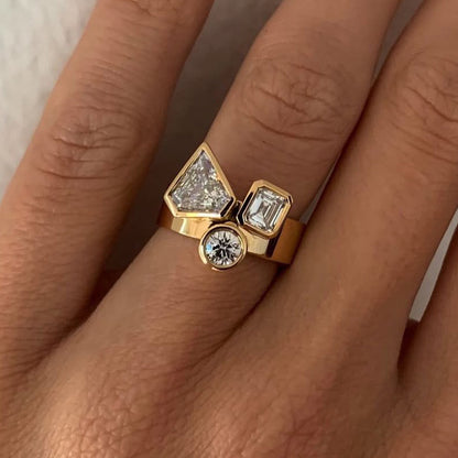 2.3ctw three white sapphire rings with different cuts-JEWELBUYS