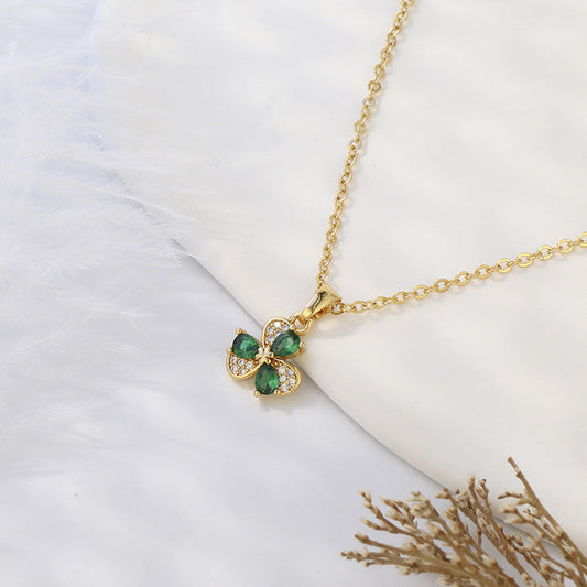 2.7ctw Shaped Clover Pear Cut Pendant Necklace - JEWELBUYS