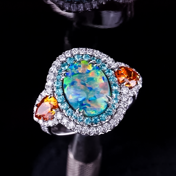 Stylish 6 ctw Three Stone Gorgeous Opal Ring -JEWELBUYS